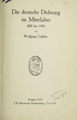 Tapa de Die deutsche Dichtung im Mittelalter
