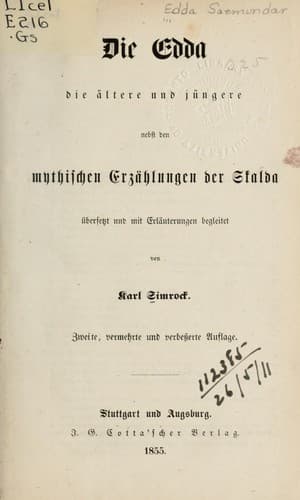 Tapa de Die Edda, die Ältere und Jüngere