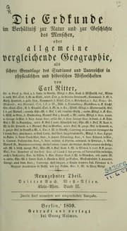 Tapa de Die Erdkunde im Verhältniss zur Natur und zur Geschichte des Menschen; Namen- und Sach-Verzeichniss ...