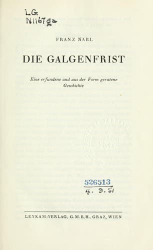 Tapa de Die Galgenfrist