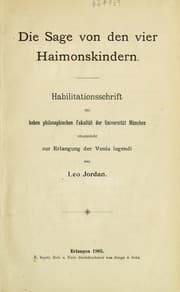 Tapa de Die Sage von den vier Haimonskindern
