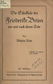 Tapa de Die Schicksale der Friederike Brion vor und nach ihrem Tode