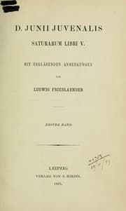 Tapa de D. Junii Juvenalis Saturarum libri V. Mit erklärenden Anmerkungen von Ludwig Friedlaender