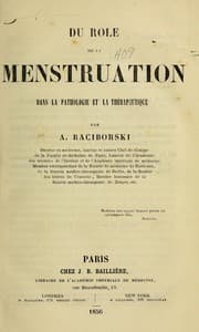 Tapa de Du role de la menstruation dans la pathologie et la thérapeutique