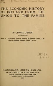 Tapa de The economic history of Ireland from the union to the famine