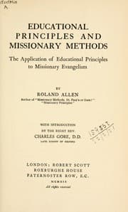 Tapa de Educational principles and missionary methods
