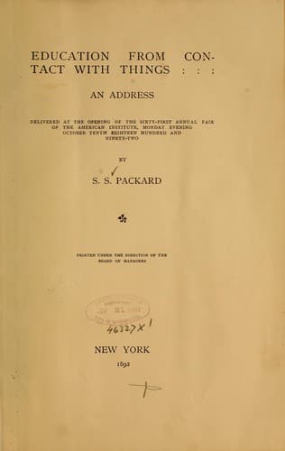 Tapa de Education from contact with things