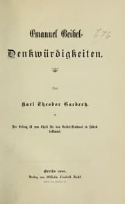 Tapa de Emanuel Geibel - Gedenkwürdigkeiten