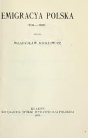 Tapa de Emigracya polska, 1860-1890