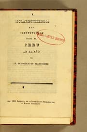 Tapa de Esclarecimientos a la Constitucion dada al Peru en el año de mil ochocientos veintiocho