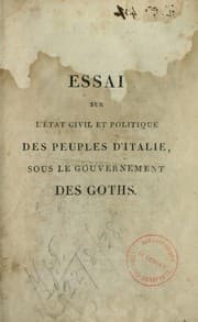 Tapa de Essai sur l'état civil et politique des peuples d'Italie sous le gouvernement des Goths