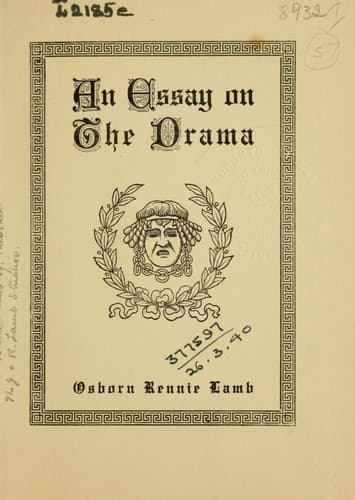 Tapa de An essay on the drama
