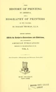 Tapa de The history of printing in America (Vol. 1)