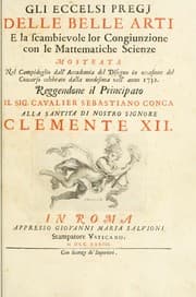 Tapa de Gli eccelsi pregj delle belle arti e la scambievole lor congiunzione con le mattematiche scienze