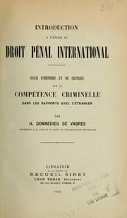 Tapa de Introduction à l'étude de droit pénal international