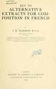 Tapa de Key to Alternative extracts for composition in French