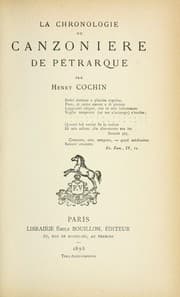 Tapa de La chronologie du Canzoniere de Pétrarque