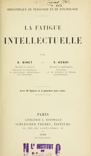 Tapa de La fatigue intellectuelle
