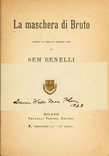 Tapa de La maschera di Bruto