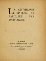 Tapa de La merveilleuse doxologie du lapidaire