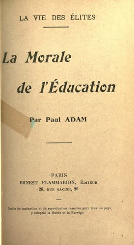 Tapa de La morale de l'education. --