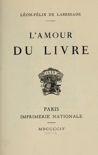 Tapa de L'amour du livre ...