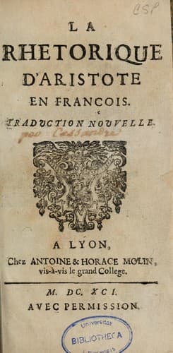 Tapa de La Rhétorique d'Aristote