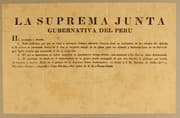 Tapa de La Suprema Junta Gubernativa del Peru ha acordado y decreta. 1. Todo individuo que por su edad ó achaques
