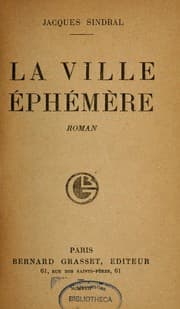 Tapa de La ville éphémère, roman