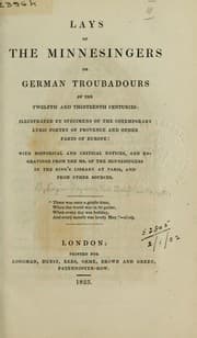 Tapa de Lays of the Minnesingers or German troubadours of the Twelfth and thirteenth Centuries