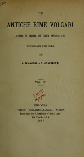 Tapa de Le antiche rime volgari