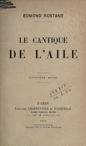 Tapa de Le cantique de l'aile