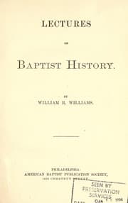 Tapa de Lectures on Baptist history