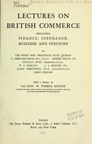 Tapa de Lectures on British commerce