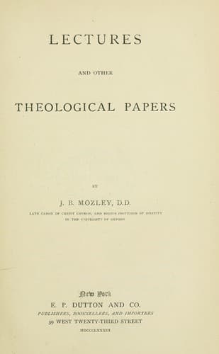 Tapa de Lectures and other theological papers