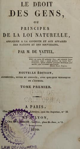Tapa de Le droit des gens