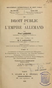 Tapa de Le droit public de l'Empire allemand