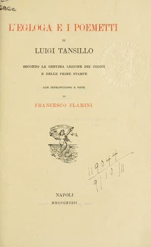 Tapa de L'egloga e i Poemetti