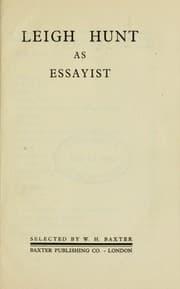 Tapa de Leigh Hunt as essayist