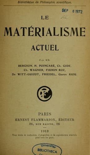 Tapa de Le matérialisme actuel