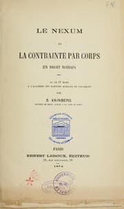 Tapa de Le nexum et la contrainte par corps en droit romain