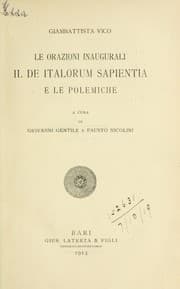 Tapa de Le orazioni inaugurali, il De Italorum sapientia, e le polemiche