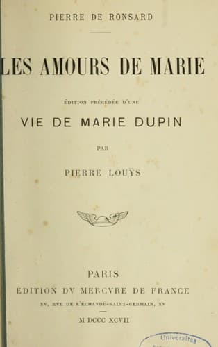 Tapa de Les amours de Marie