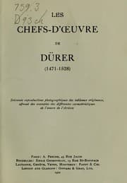 Tapa de Les chefs-d'oeuvre de Dürer (1471-1528) soixante reproductions photographiques des tableaux originaux, offrant des exemples des différentes caracteristiques de l'oeuvre de l'artiste