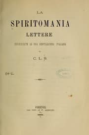 Tapa de La spiritomania; lettere indirizzate ad una gentildonna italiana