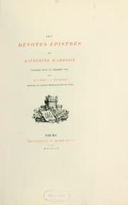 Tapa de Les dévotes epistres de Katherine d'Amboise
