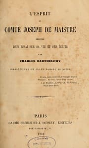 Tapa de L'Esprit de comte Joseph de Maistre