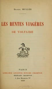 Tapa de Les rentes viagères de Voltaire