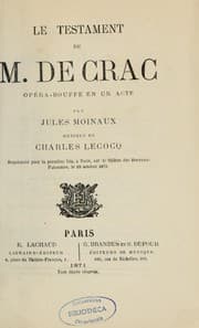 Tapa de Le Testament de M. de Crac
