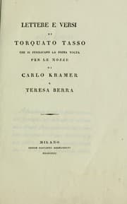 Tapa de Lettere e versi di Torquato Tasso che si pubblicano la prima volta